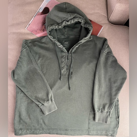 Aerie Beach Weekend Oversized Hoodie In Army / Olive Green Size M - Picture 4 of 11